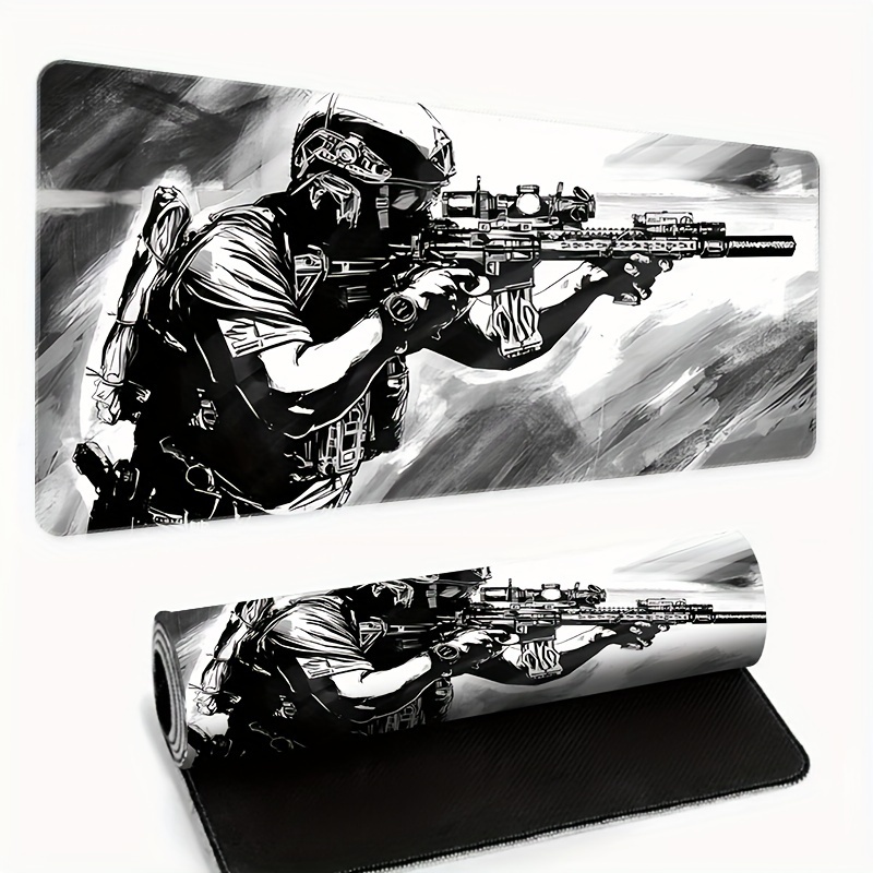 Esports Gaming Table - Extra großes Gaming-Mauspad mit Soldat-Grafik-Gummibasis, Gamer-